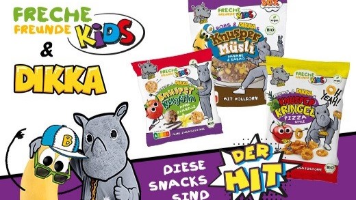 Freche Freunde launcht Snacks und Müsli mit dem rappenden Nashorn Dikka - Quelle: Freche Freunde