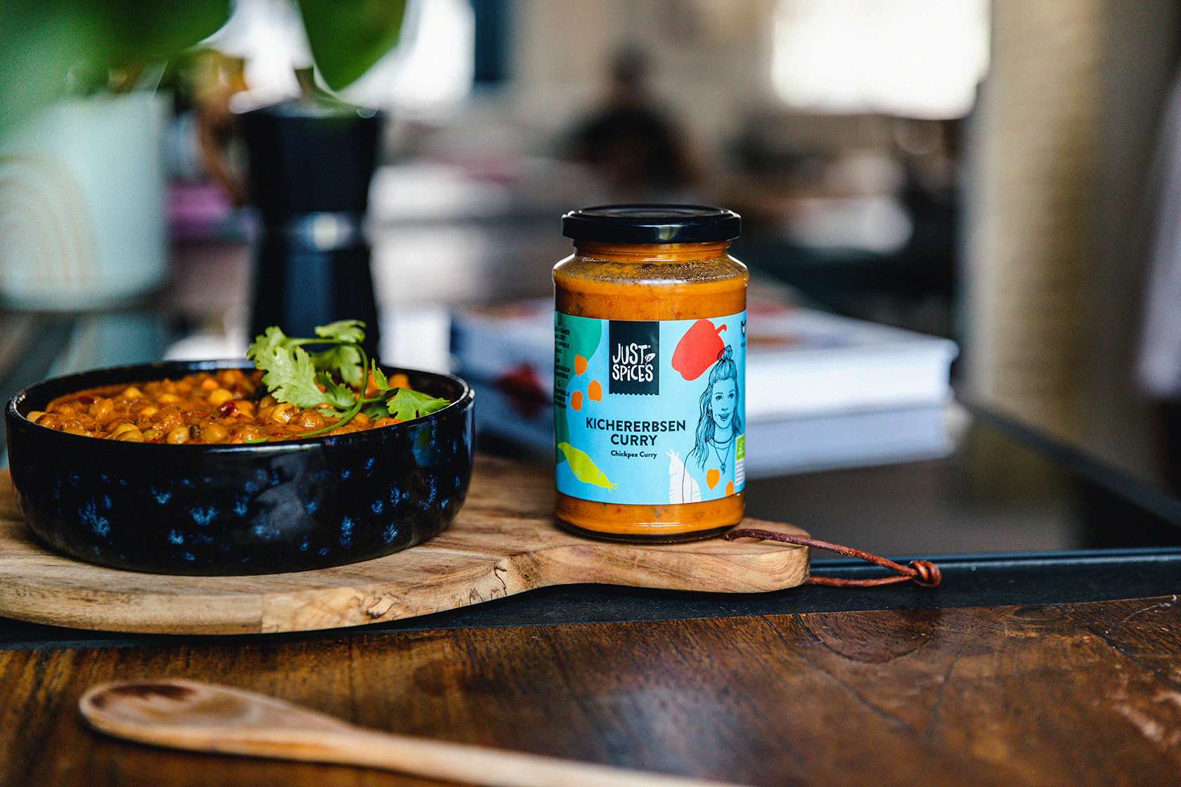 Kichererbsen-Curry, eines von dfei neuen Bio-Fertiggerichten - Quelle: Just Spices
