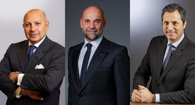 Führungswechsel bei Nissan in der AMIEO-Region - v.l.n.r.: Massimiliano Messina übernimmt die Leitung der AMIEO-Region als Chairman, Guillaume Cartier konzentriert sich künftig auf seine globale Rolle als Chief Performance Officer, Victorino Esnaola folgt als Senior Vice President Finance & IT in der AMIEO-Region – Foto: Nissan