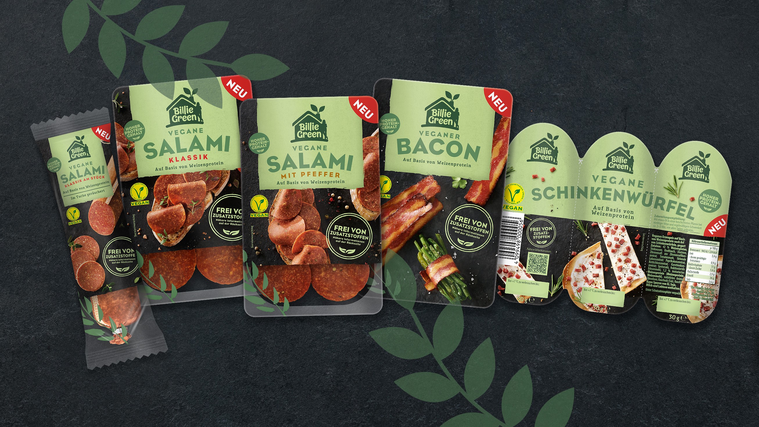 Billie Green launcht seine ersten veganen Produkte - Quelle: Billie Green/Infamily Foods/The Plantly Butchers 